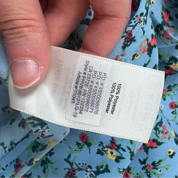 Aritzia Little Moon Elm Blue Floral Wrap Midi Dress Cottagecore Prairie B13 - Picture 10 of 10